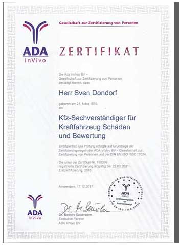 ADA Re-Zertifizierung Kfz-Sachverständiger